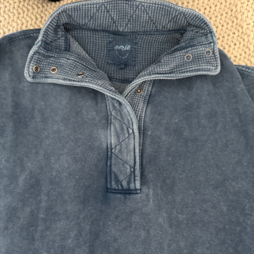 Aerie Denim Blue Quarter-Zip Pullover